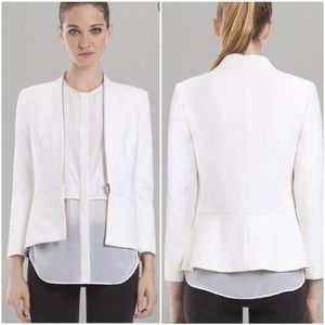 SANDRO WHITE ALL-AROUND ZIPPER BLAZER